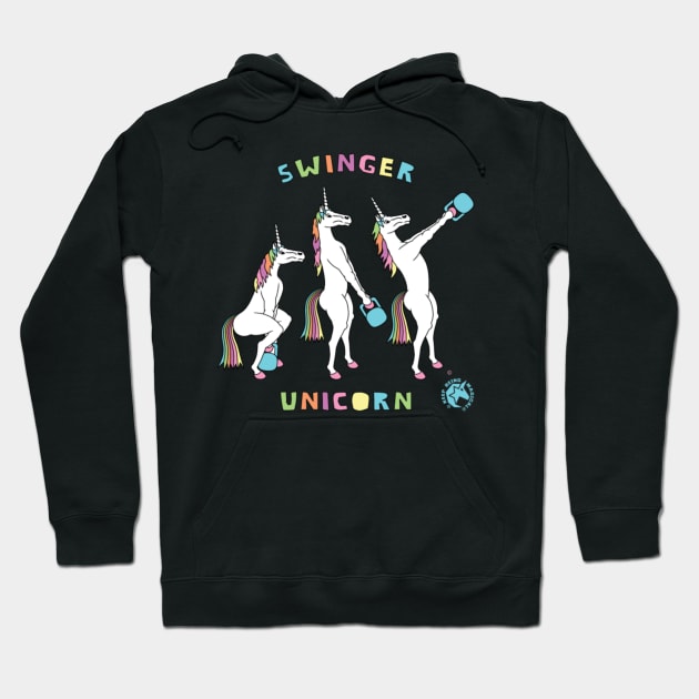 Kettlebell Swinger Unicorn Outline Hoodie by Xizin Gao